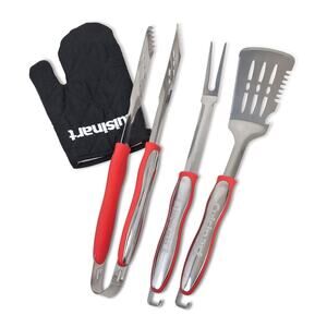 3 NEW Cuisinart Grilling Tool Set Grill Fork Spatula Tongs Professional Chef RED